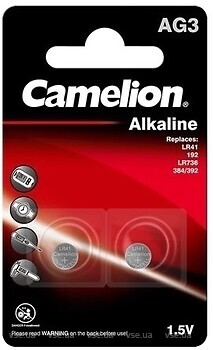 Фото Camelion AG3/LR41 2 шт AG3-BP2/120 50203)