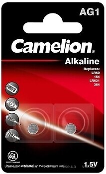 Фото Camelion AG1/LR60/LR621 2 шт (AG1-BP2/120 50201)