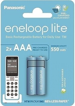 Фото Panasonic AAA Eneloop Lite 550 mAh Ni-Mh 2 шт (BK-4LCCE/2DCP)