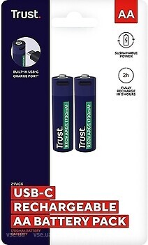 Фото Trust USB-C AA 1700 mAh Blue 2 шт (25584)