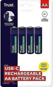 Фото Trust USB-C AA 1700 mAh Blue 4 шт (25631)