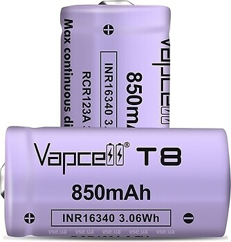 Фото Vapcell T8 16340 850 mAh 1 шт