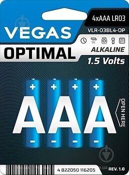 Фото Vegas Optimal AAA 4 шт (VLR-03BL4-OP)