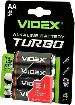 Фото Videx LR6/AA Alkaline Turbo 4 шт (27020)