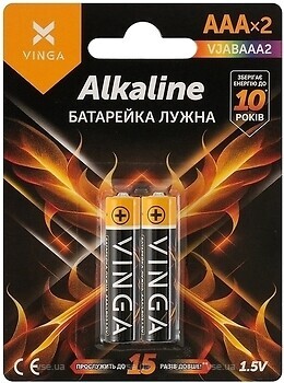 Фото Vinga AAA LR03 Alkaline 2 шт (VJABAAA2)