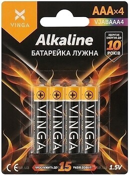 Фото Vinga AAA LR03 Alkaline 4 шт (VJABAAA4)