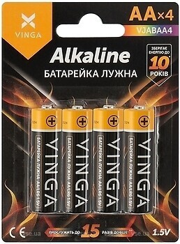 Фото Vinga AA LR6 Alkaline 4 шт (VJABAA4)