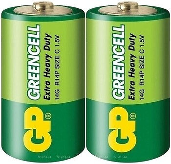 Фото GP Batteries Greencell 14G-S2 R14 C 1.5V 2 шт (01-00000134)