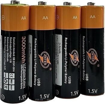 Фото Znter AA USB Type-C 1.5V 3000 mWh 4 шт