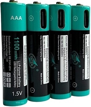 Фото Znter AAA USB Type-C 1.5V 1100 mWh 4 шт
