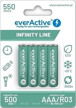 Фото EverActive R03/AAA Ni-MH 550 mAh 4 шт (EVHRL03-550)