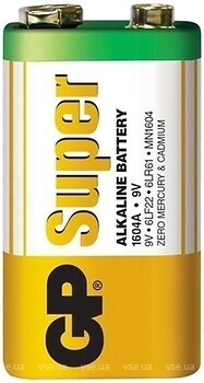 Фото GP Batteries 6LF22 Super Alkaline 1604A-S1 1 шт (01-00000125)