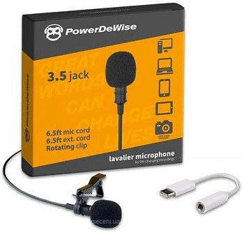 Фото Powerdewise Lavalier Lapel Microphone + Type-C Adapter (X0025U06HL)
