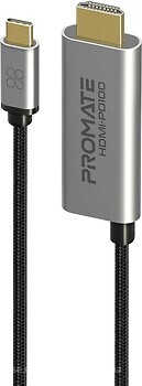 Фото Promate USB Type-C - HDMI 1.8m (hdmi-pd100.grey)