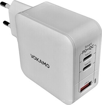 Фото Vokamo 2xType-C 1xUSB Spow GaN 66W White (VKM30031)