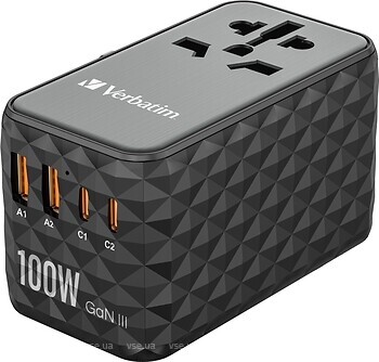 Фото Verbatim UTA-06 GaN III USB-C PD 100W QC (32121)