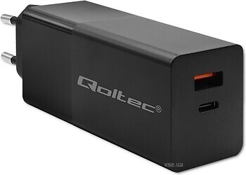 Фото Qoltec GaN Power Pro Charger 1xUSB-C 1xUSB-A 100W (52382)
