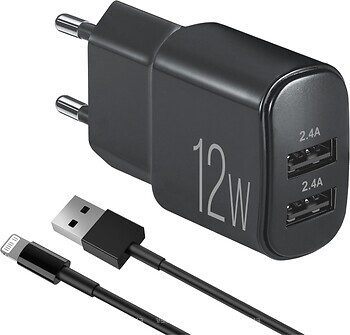 Фото Brevia ePower 12W 2xUSB-A Lightning Cable (45012DULB)