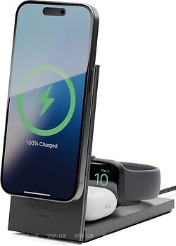 Фото Native Union Rise 3-in-1 Magnetic Wireless Charger Black (RS-3IN1-BLK-INT)