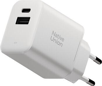 Фото Native Union Fast GaN Charger PD 45W 1C + 1A White (FAST-PD45AC-WHT-EU)