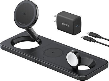 Фото Anker MagGo Wireless Charging Station 15W 3in1 Black (B25M1311)