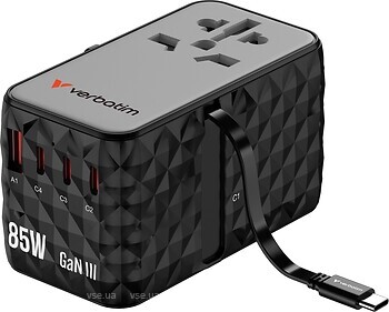 Фото Verbatim Charge ‘n’ Travel Diamond 85W Retractable Cable CNT-02 (32127)