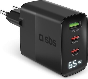 Фото SBS GaN 65W LCD 2xUSB-C USB-A (TETRGANLCD1USB2C65K)