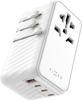 Фото Fixed Voyager World Adapter 3xUSB-C/1xUSB GaN 120W (FIXCT120-3C1A-WH)