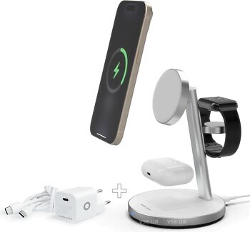 Фото Mobile Origin Qi2 PowerStand 3in1 with GaN adapter 35W White (PWSTQ2-31-WHT)