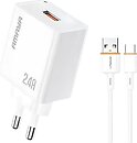 Фото Amaya E79D 2.4A 1USB-A USB Type-C Cable White (84576)