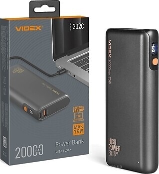 Фото Videx PD70W 20000 mAh Black (VPB-202C-G/28501)