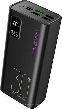 Фото Y-Kryptone GT-33 30000 mAh QC3.0 22.5W Fast Charge Black (YK-GT33-B)