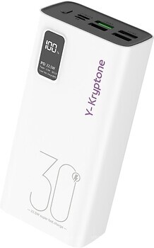 Фото Y-Kryptone GT-33 30000 mAh QC3.0 22.5W Fast Charge White (YK-GT33-WH)