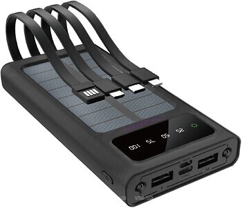 Фото Y-Kryptone S-01 Solar Charge LED Light 10000 mAh Cable In Black (YK-S01SLC-B)