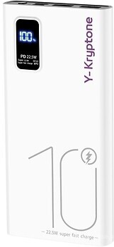Фото Y-Kryptone GT-19 10000 mAh QC3.0 22.5W Fast Charge White (YK-GT19-WH)
