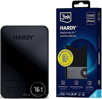 Фото 3mk Hardy MagSynergy Ni+ MagSafe QI USB-C Lightning 10000 mAh Black