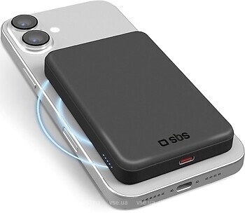 Фото SBS Qi2 5000 mAh USB-C PD 20W Black (TEBB5000QI2)