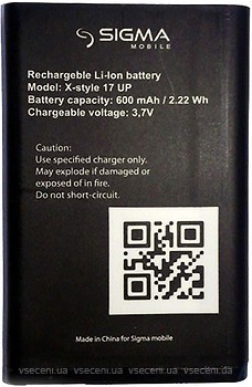 Фото Sigma X-Style 17 Up 600 mAh