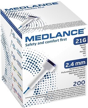 Фото Medlance ланцет автоматичний з кнопкою 21G (2.4) 200 шт