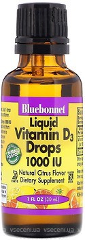 Фото Bluebonnet Nutrition Liquid Vitamin D3 1000 IU зі смаком апельсина 30 мл краплі