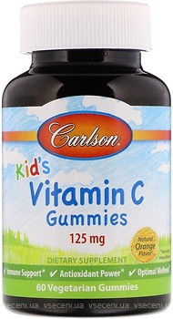 Фото Carlson Labs Kids Vitamin C зі смаком апельсина 125 мг 60 таблеток