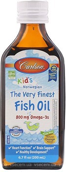 Фото Carlson Labs Kids Norwegian The Very Finest Fish Oil зі смаком апельсина 200 мл (CAR-01653)