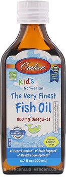 Фото Carlson Labs Kids Norwegian The Very Finest Fish Oil со вкусом лимона 200 мл (CAR-01543)