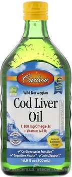 Фото Carlson Labs Wild Norwegian Cod Liver Oil зі смаком лимона 500 мл (CAR-01352)