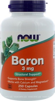Фото Now Foods Boron 3 мг 250 капсул (01412)