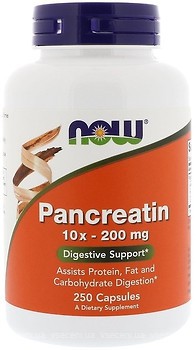 Фото Now Foods Pancreatin 10x 200 мг 250 капсул (02946)