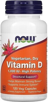 Фото Now Foods Vitamin D 1000 IU Dry Veg 120 капсул (00368)