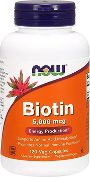 Фото Now Foods Biotin 5000 мкг 120 капсул (00474)