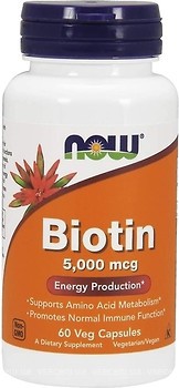 Фото Now Foods Biotin 5000 мкг 60 капсул (00471)