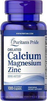 Фото Puritan's Pride Chelated Calcium Magnesium Zinc 100 капсул